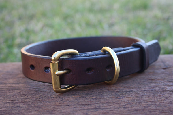 5/8 Heritage Dog Collar, Solid Brass Hardware-DH10