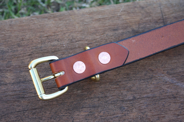 Dog Collar in London Tan with Solid Brass Hardware