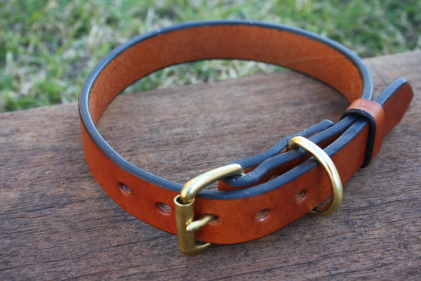 Dog Collar in London Tan with Solid Brass Hardware